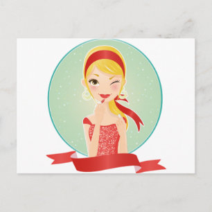 Carte Postale Fille en rouge