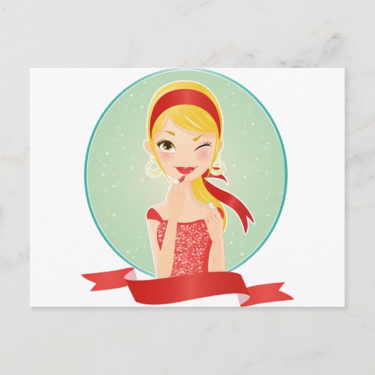 Carte Postale Fille en rouge (Devant)