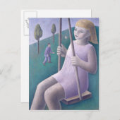 Carte Postale Fille en swing 1996 (Devant / Derrière)