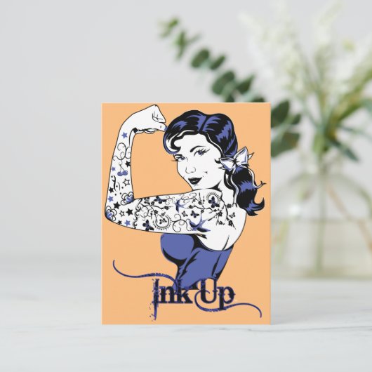 carte postale fille encre (Debout devant)