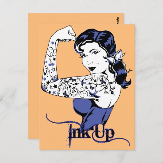 carte postale fille encre (Devant / Derrière)