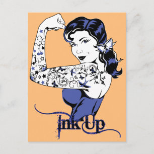 carte postale fille encre