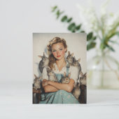 Carte Postale Fille entourée de lapins (Debout devant)