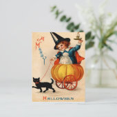 Carte Postale Fille et chat noir (Debout devant)
