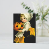 Carte Postale Fille et chat noir (Debout devant)