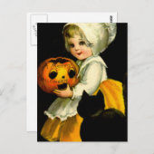 Carte Postale Fille et chat noir (Devant / Derrière)