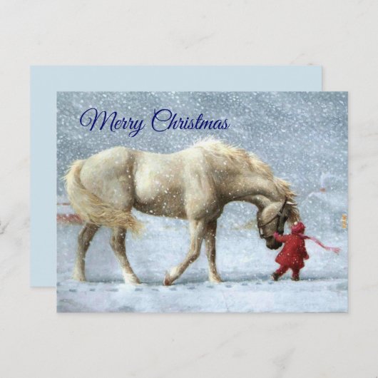 Carte postale Fille et Cheval Noël (Devant / Derrière)