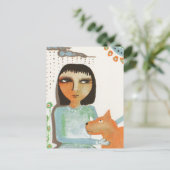 Carte Postale Fille et chien (Debout devant)