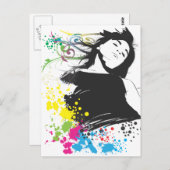 Carte Postale Fille et couleurs (Devant / Derrière)