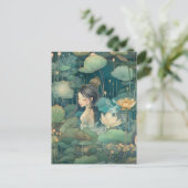 Carte Postale Fille Et Fleurs (Debout devant)