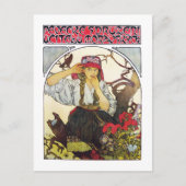 Carte Postale Fille et géranium, Mucha (Devant)