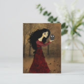 Carte postale Fille et hibou (Debout devant)