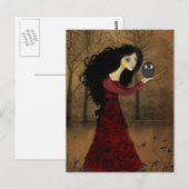 Carte postale Fille et hibou (Devant / Derrière)