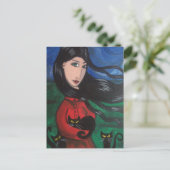Carte Postale Fille et ses chats noirs (Debout devant)