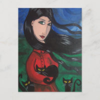 Fille et ses chats noirs