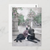 Carte Postale Fille et son chien (Devant / Derrière)