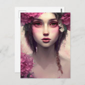 Carte Postale Fille éthérée avec des taches roses (Devant / Derrière)
