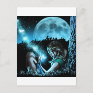 Carte Postale Fille fabriquant des papillons