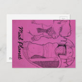 Carte Postale Fille fantôme rose et ours en colère (Devant / Derrière)