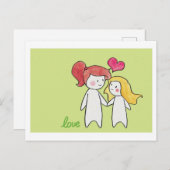 Carte Postale fille & fille amour (Devant / Derrière)