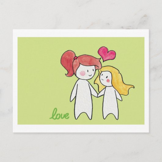Carte Postale fille & fille amour (Devant)