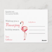 Carte Postale Fille Flamant rose rêvant d'un Noël rose (Dos)