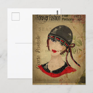 Carte Postale Fille Flapper Art Déco