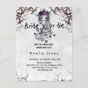 Carte Postale Fille gothique douche de mariage adorable