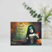 Carte Postale Fille gothique effrayante et Citrouille fête d'Hal (Debout devant)