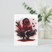 Carte Postale Fille grunge papillon rouge (Debout devant)