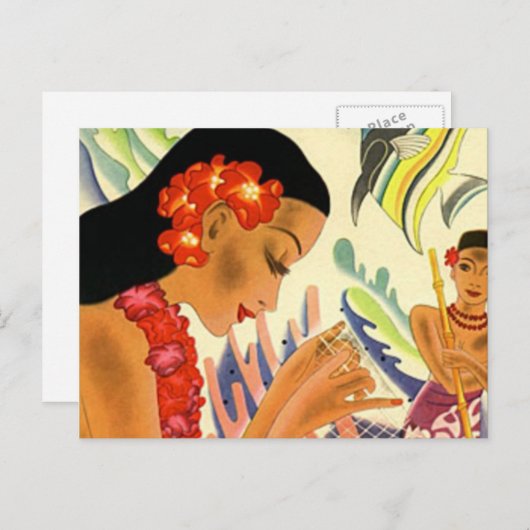 Carte Postale Fille hawaïenne (Devant / Derrière)