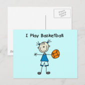Carte Postale Fille Je Joue Au Basket Tshirts et Cadeaux (Devant / Derrière)