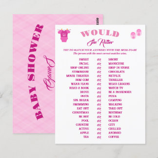 Carte Postale Fille Jeux de Baby shower Prédiction et conseil.