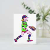 Carte Postale Fille Jouant Au Baseball (Debout devant)