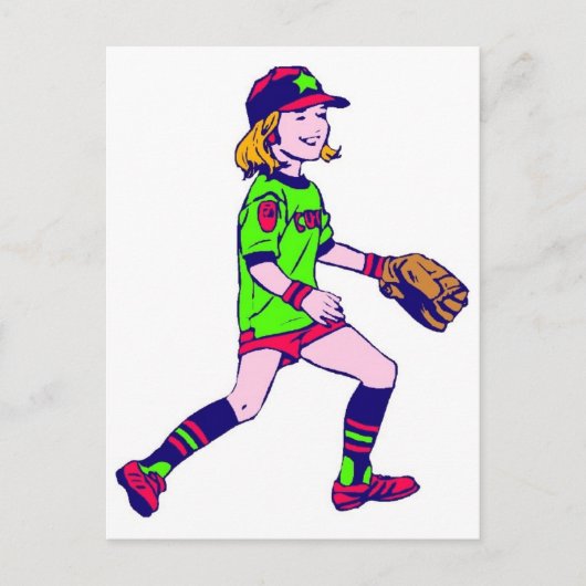 Carte Postale Fille Jouant Au Baseball (Devant)