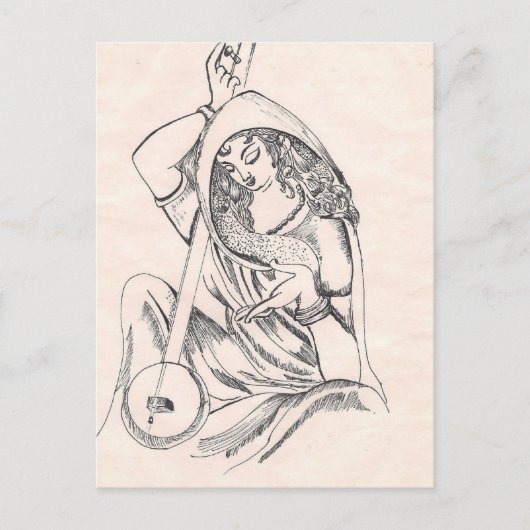 Carte Postale Fille jouant du sitar (Devant)