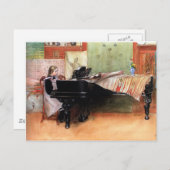 Carte Postale Fille Jouant Piano (Devant / Derrière)