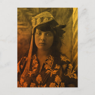 Carte Postale Fille juive tunisienne dorée du Maghreb Djerba Fem