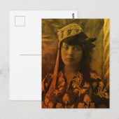 Carte Postale Fille juive tunisienne dorée du Maghreb Djerba Fem (Devant / Derrière)