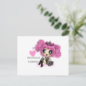 Carte Postale Fille Kawaii anniversaire - personnalisé (Debout devant)