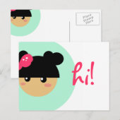 carte postale fille kawaii || papeterie (Devant / Derrière)