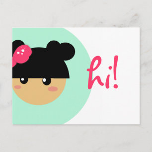 carte postale fille kawaii papeterie