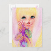 Carte postale fille lapin de Pâques Hoppy (Devant / Derrière)