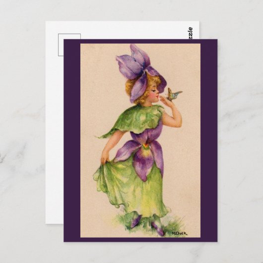 Carte Postale fille lilas (Devant / Derrière)