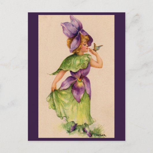 Carte Postale fille lilas (Devant)