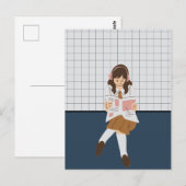 Carte Postale Fille lisant un journal (Devant / Derrière)
