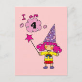 Carte Postale fille magicien de 4 ans (Devant)