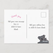 Carte Postale Fille merci koala rose bébé (Dos)