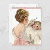 Carte Postale Fille mère vintage (Devant / Derrière)