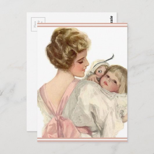 Carte Postale Fille mère vintage (Devant / Derrière)